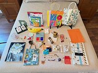 Overall layout of all items on bed