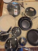 Overall view of all cookware pieces on countertop