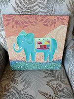 Whimsical elephant canvas painting