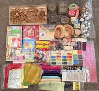 Overhead view showing full assortment of craft supplies
