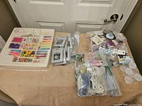 Overview with organizer, Sterling packs, mixed beads and containers