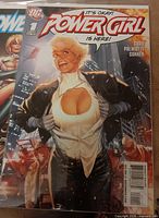 Close-up of Power Girl #1 variant cover bagged