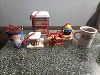 Six Tim Hortons holiday items lined up
