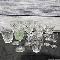 Group shot of all stemware pieces displaying variety and quantity
