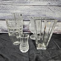 All five Rosenthal clear lead crystal vases displayed together