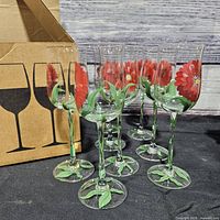 Six hand-painted wine glasses front view