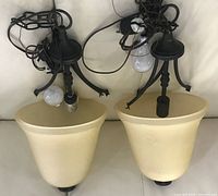 Both matching plug-in ceiling fixtures with glass shades, cords and bulbs