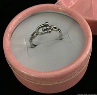 Ring in presentation box showing chain-link design