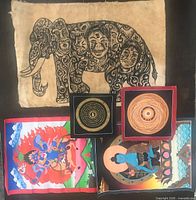 Group view of all five artworks laid out