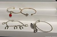 All four bracelets laid out for overview