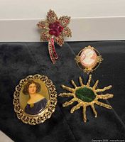 Group shot of all four brooches