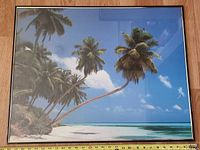Full view of framed beach landscape print showing subject and frame