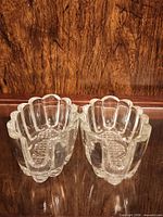 pair of clear crystal utensil holders front view