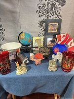 Group shot of all decor items on table