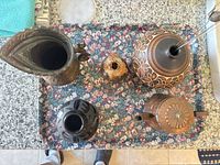 Top view of all five decorative vessels