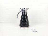 Full front view of Balduzzi black ribbed thermal carafe