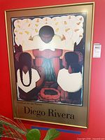 Full view of framed Diego Rivera "Festival de las Flores" poster