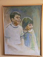 Full view of framed painting showing subject and frame