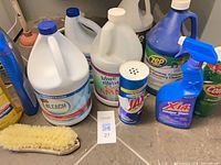 Group shot of all cleaning items on floor