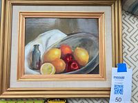 Front view of Lidia Kohutiak still-life oil painting in frame