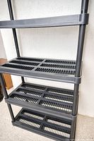 Close-up of lower shelves and frame detail