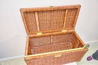 open trunk showing interior weave and hinges