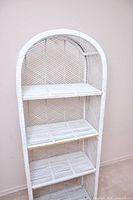 Upper portion close-up showing wicker weave and two shelves
