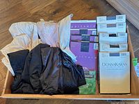 Drawer with vintage slips and unopened pantyhose packages