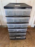 Front view showing all drawers and brand label