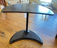 Full view of crescent side table top, pedestal and base