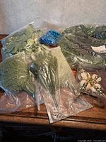 Overview of all six bagged items on table