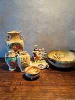 Group shot showing all six porcelain items