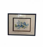 Front view of framed Morning Glory lithograph showing artwork, mat, and frame