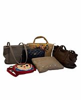 All six handbags arranged together