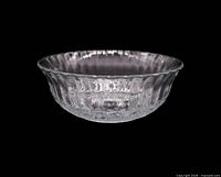 Side profile of clear pressed glass bowl