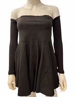 Front view of black off-shoulder dress on mannequin
