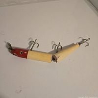 Full view of jointed lure with hooks visible