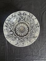 top view of cut crystal ashtray showing pattern