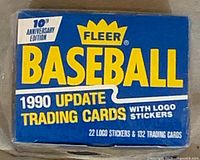 Front view of sealed Fleer 1990 Update Baseball trading card box