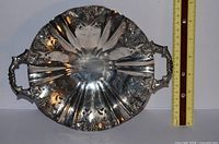 Top view of double-handled Marlboro Plate serving dish showing fluted bowl and pierced grapevine design