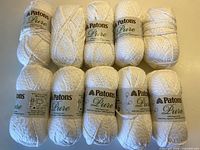All ten Patons Pure white cotton skeins