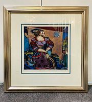 Full view of framed print showing mat, frame, and overall condition