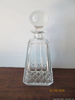 Front view of Waterford Lismore decanter with stopper