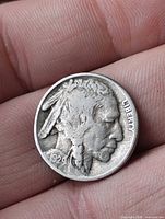 Obverse of 1929 Buffalo nickel showing Native American profile and date