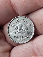 Reverse showing beaver design, date 1937 with dot