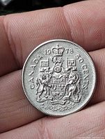 Reverse side showing CANADA 1978 50 CENTS and coat of arms