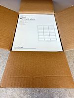 Inner box marked 3000 Mailing Labels visible inside master carton
