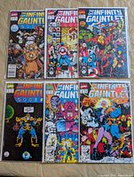 All six Infinity Gauntlet comics front covers displayed
