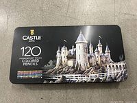 Castle Arts tin lid showing brand and 120 count