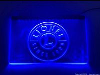 Full view of illuminated Lionel LED sign